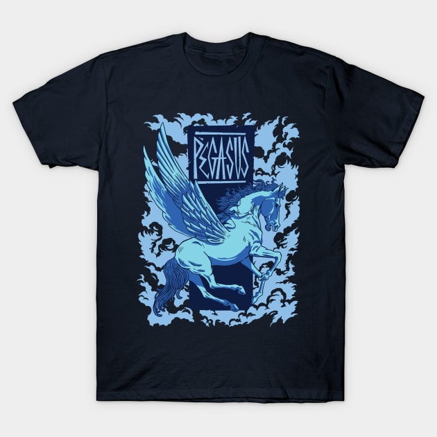 Vintage Greek Mythology Pegasus Illustration T-Shirt by SLAG_Creative